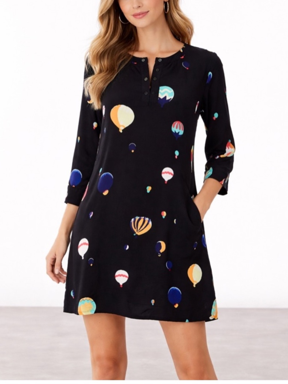 Kate Spade New York Blue Hot Air Balloon Henley Shift Dress Size 8